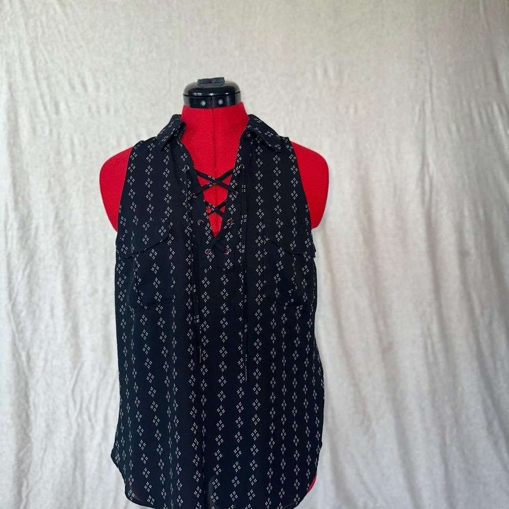 Black Patterned Women's Top